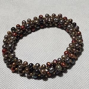 Multicolored Genuine Pearl Stretchy Bracelet